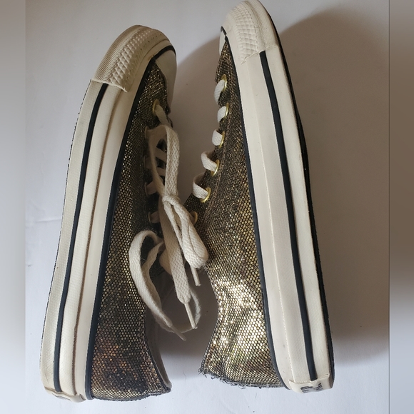 Converse Rare Women's Gold Glitter Rubber Chuck Taylor All Star OX Canvas Sz 7.5 - Picture 4 of 7